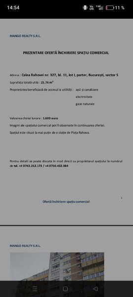 Calea Rahovei Nr. 327, bl.11, lot1, Parter Bucuresti sector 5